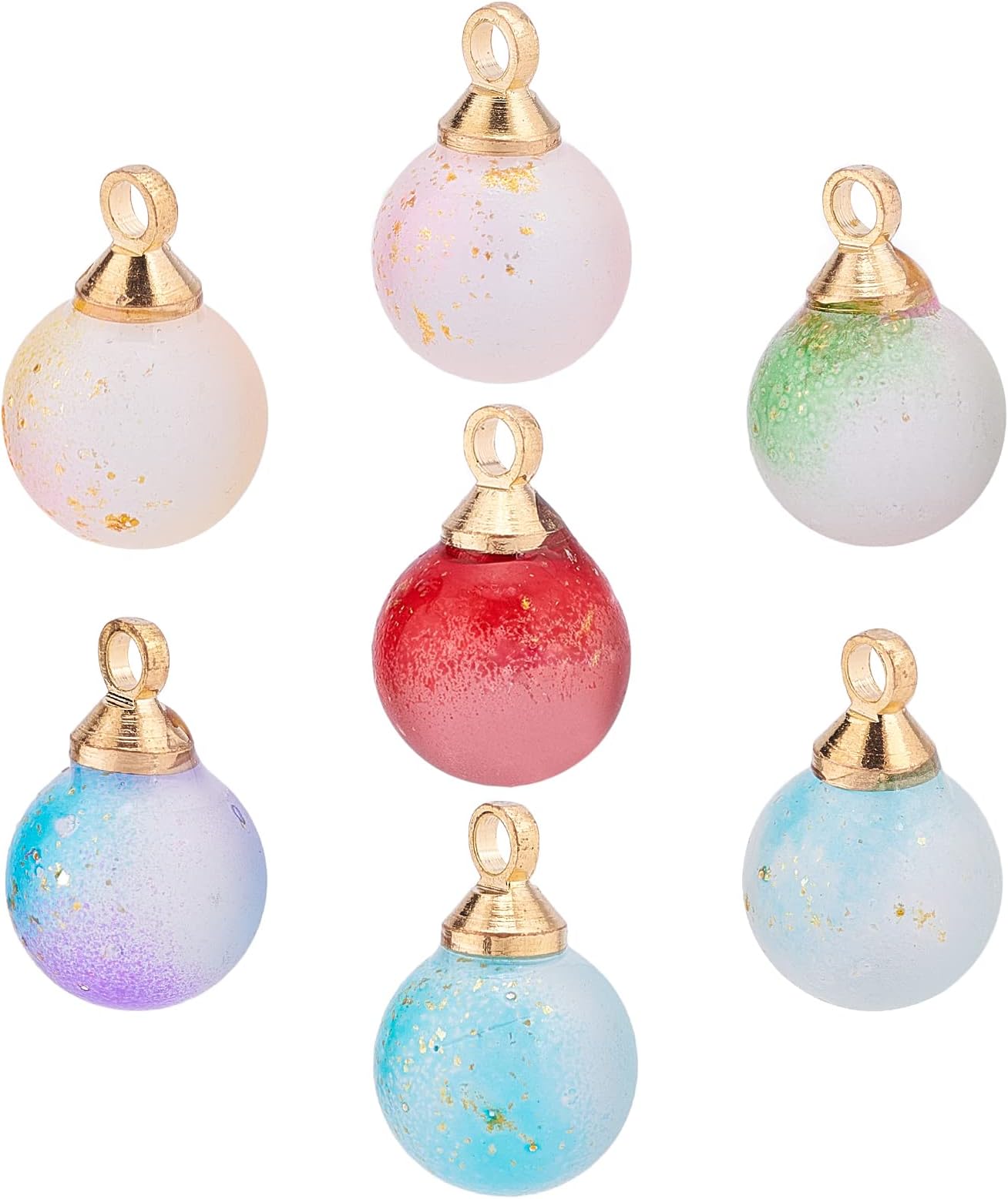 SUNNYCLUE 1 Box 60Pcs 6 Colors Glass Ball Charms Frosted Glass Beads 8mm Crystal Gangle Charms Pendants Globe Charms for Jewelry Making Crystal Necklace Bracelet Earring Keychain Supplies Adult Women