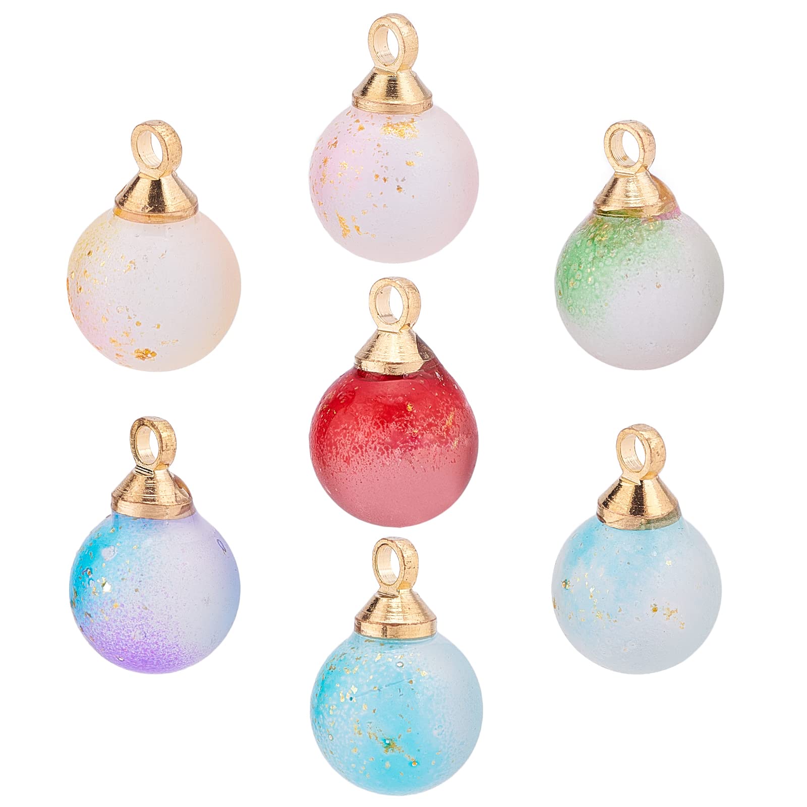 SUNNYCLUE 1 Box 60Pcs 6 Colors Glass Ball Charms Frosted Glass Beads 8mm Crystal Gangle Charms Pendants Globe Charms for Jewelry Making Crystal Necklace Bracelet Earring Keychain Supplies Adult Women