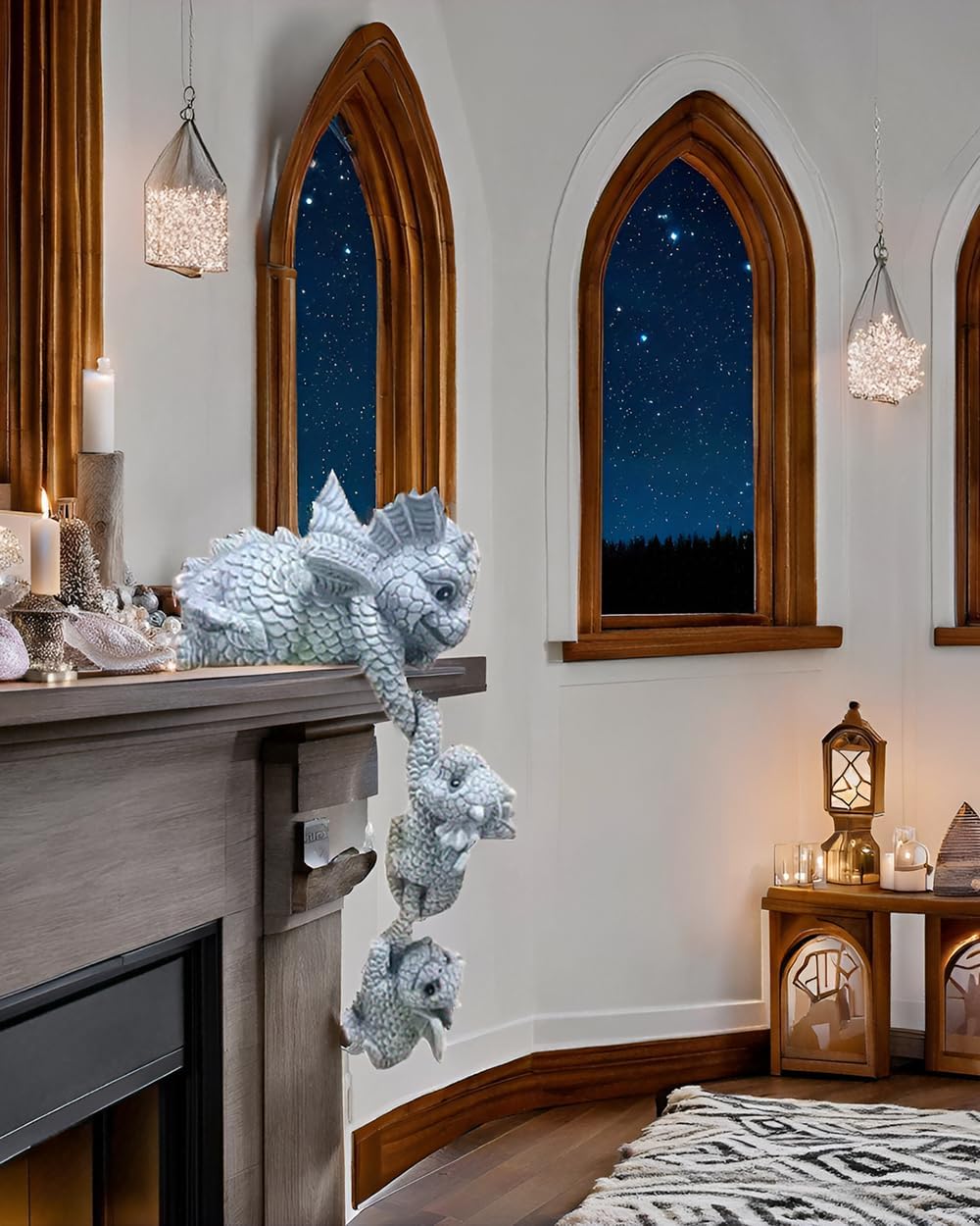 3 Set Dragon Shelf Sitters Funny Dragon Hanging Off The Edge image 5