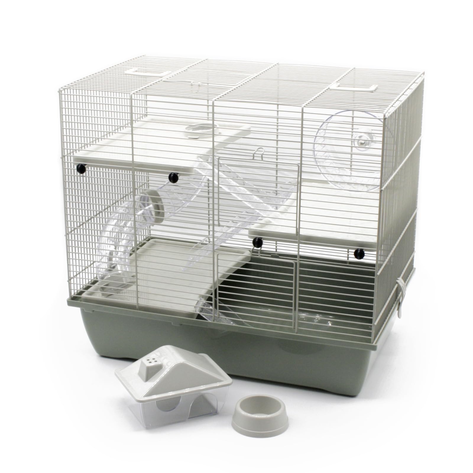 ZooPaul Nagerkäfig Hamsterkäfig Deluxe Pastel in grau grün inkl. Zubehör für Kleintiere Nager Hamster usw.