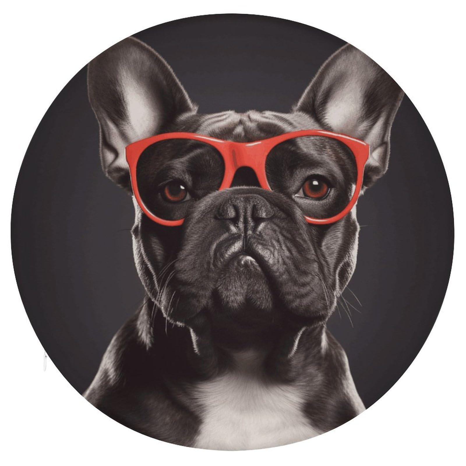 VstaDank French Bulldog Round Cushion Memory Foam Seat Cushions 15In Comfort Meditation Floor Pillow Anti Slip Soft Stool Cushion Chair Pad for Tatami Living Room Yoga