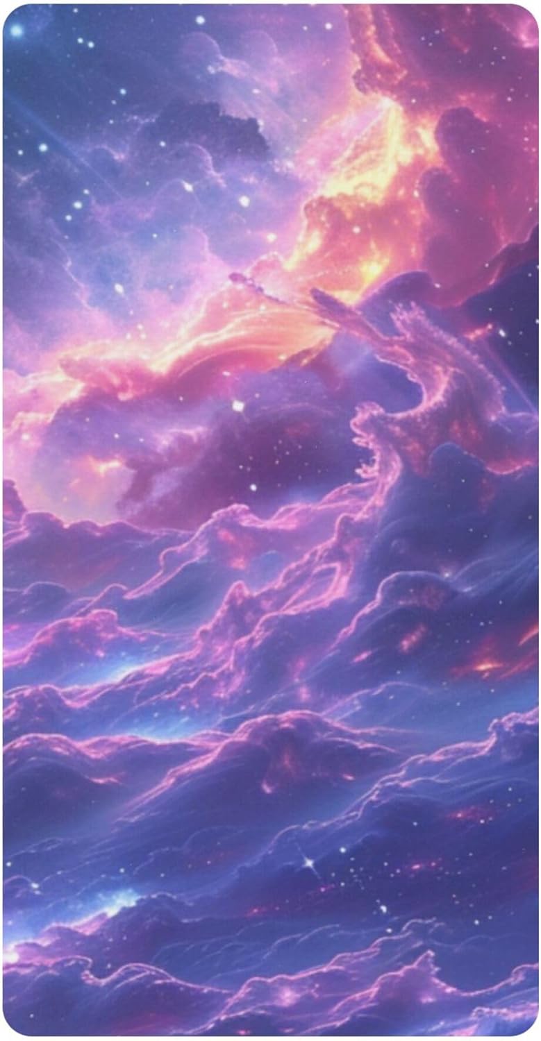 Colorful Outer Space Galaxy Crib Sheets Soft Breathable Fitted Cotton Baby Crib Sheets Mattress Cover for Girl Boy, 52" x 28" x 9"