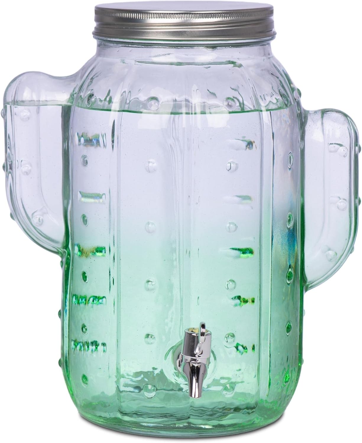 Green Cactus Glass Drink Dispenser 8L Single Barware, Drinks