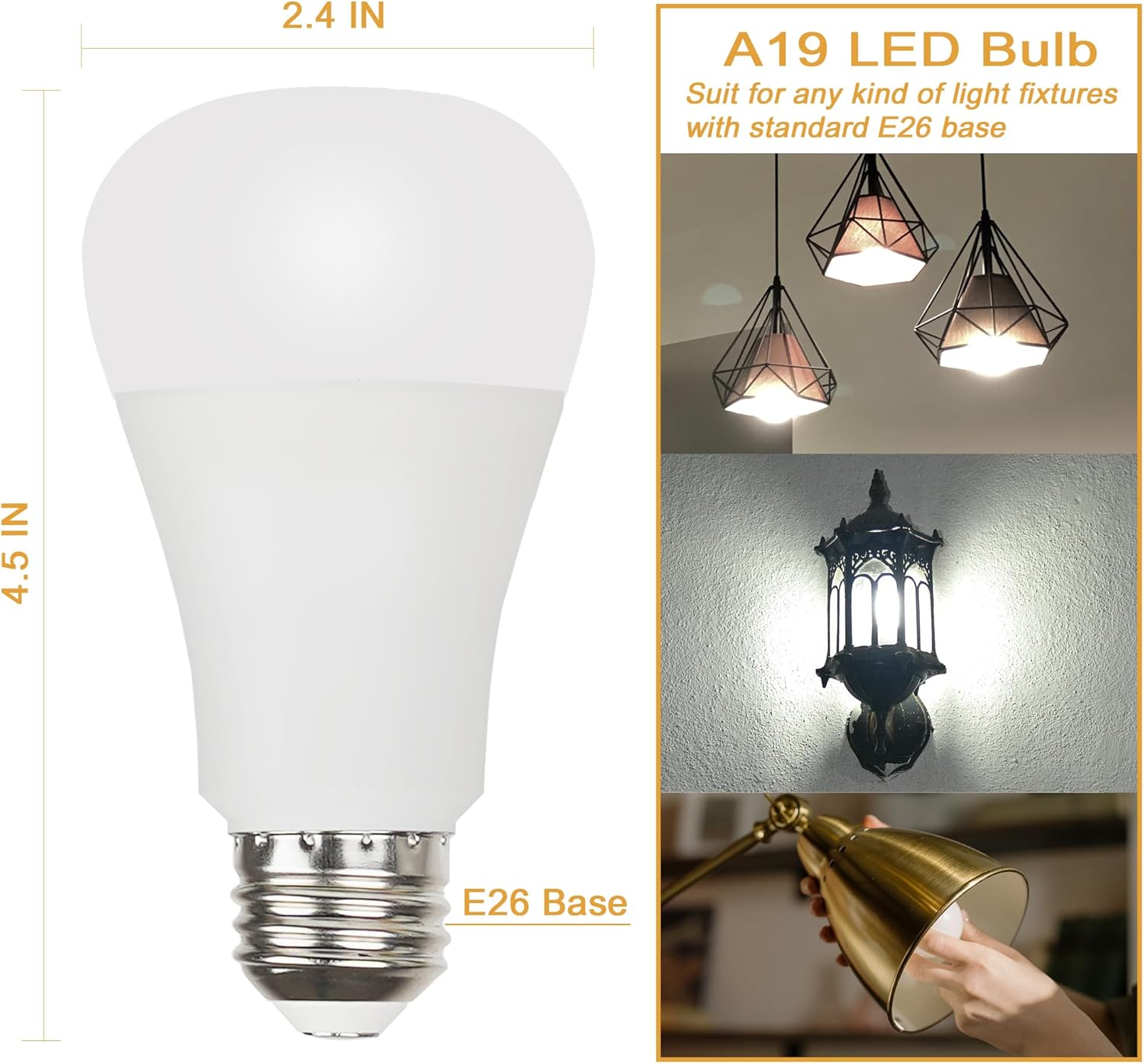 GREENIC 15 Watt Led Light Bulb, Small A19 E26 Base Led Bulbs 100 Watt Equivalent, 3000K Warm White Lightbulb, 120V 15W 1600lm Soft Light Bulbs for Home, Indoor, Outdoor Lighting, 2 Pack