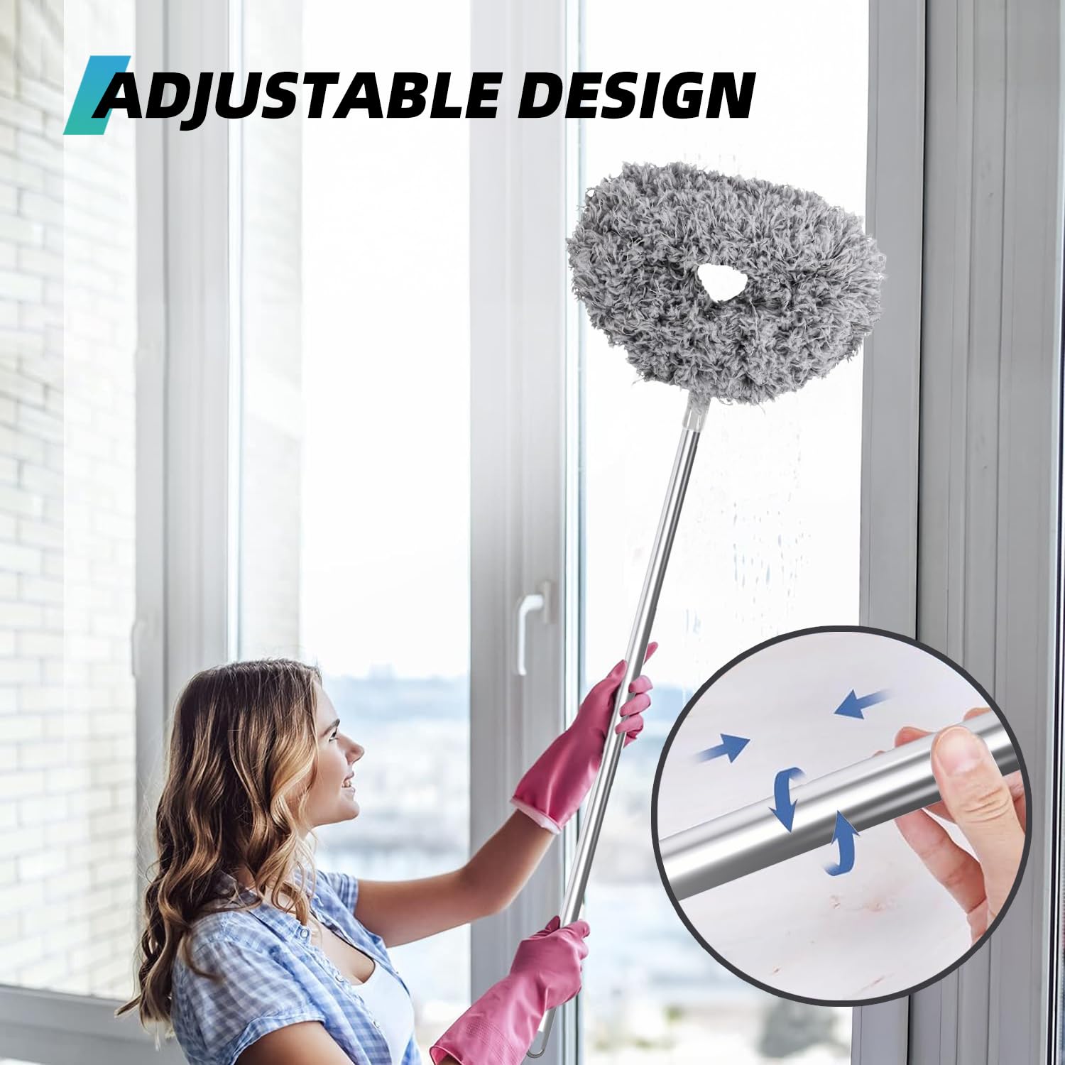 DRQ Ceiling Fan Cleaner Duster with 13-48 in Extension Pole, Grey 1