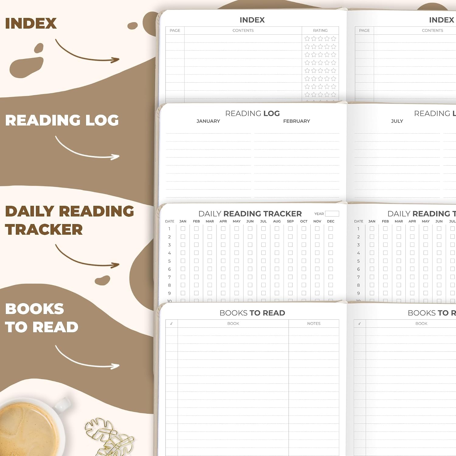 Clever Fox Reading Journal, Book Tracking Log, 5.8”x8.3” Seashell image 5