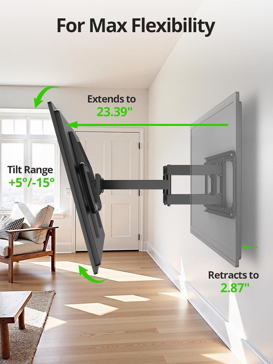 USX MOUNT 85 86 90 98 100 inch Heavy Duty Full Motion TV Wall Mount for 42-100" TVs, TV Mount with Swivel, Tilt & Leveling, Wall Mount Bracket Up to 170lbs, Max VESA 800x600mm, Fits 16/18/24" Studs. 4 718kYbXYyRL. AC SL1500
