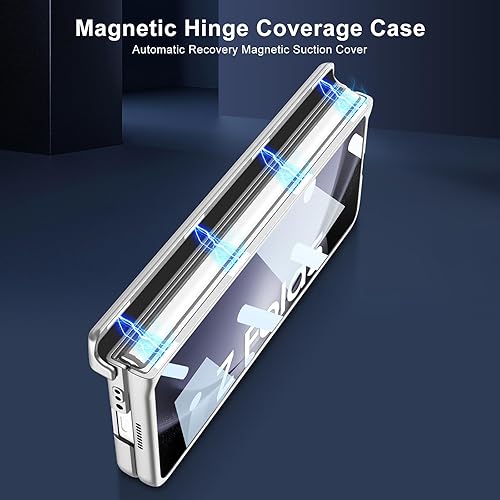 Miniatura 9 de Funda para Samsung Galaxy Z Fold 5 con protección magnética de bisagra, cubierta deslizante para cámara, protector de pantalla integrado con función