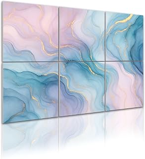 6 Pack Art Acoustic Panels Self Adhesive Natural luxury abstract fluid art painting alcohol ink technique Decorative Soundproof Wall Panels Sound Absorbing Panel 48"x72" for Office Home Studio