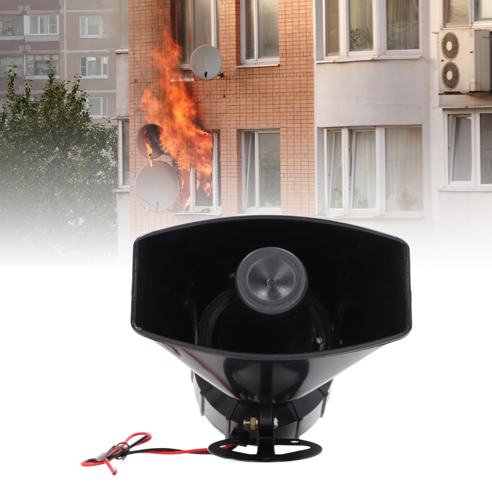 130DB Alarme Sirène Haut-parleur Alarme de sécurité 60W Haute Puissance Alarme Klaxon Avertissement Haut-parleur Avertissement Sirène D'urgence Système D'alarme Antivol (AC220V)