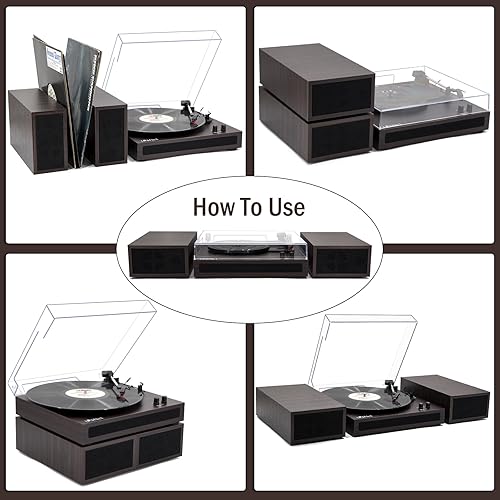 Vista 64 de Reproductor de discos de vinilo, tocadiscos para vinilo con altavoces externos, perla negra Negro (Black Pearl)