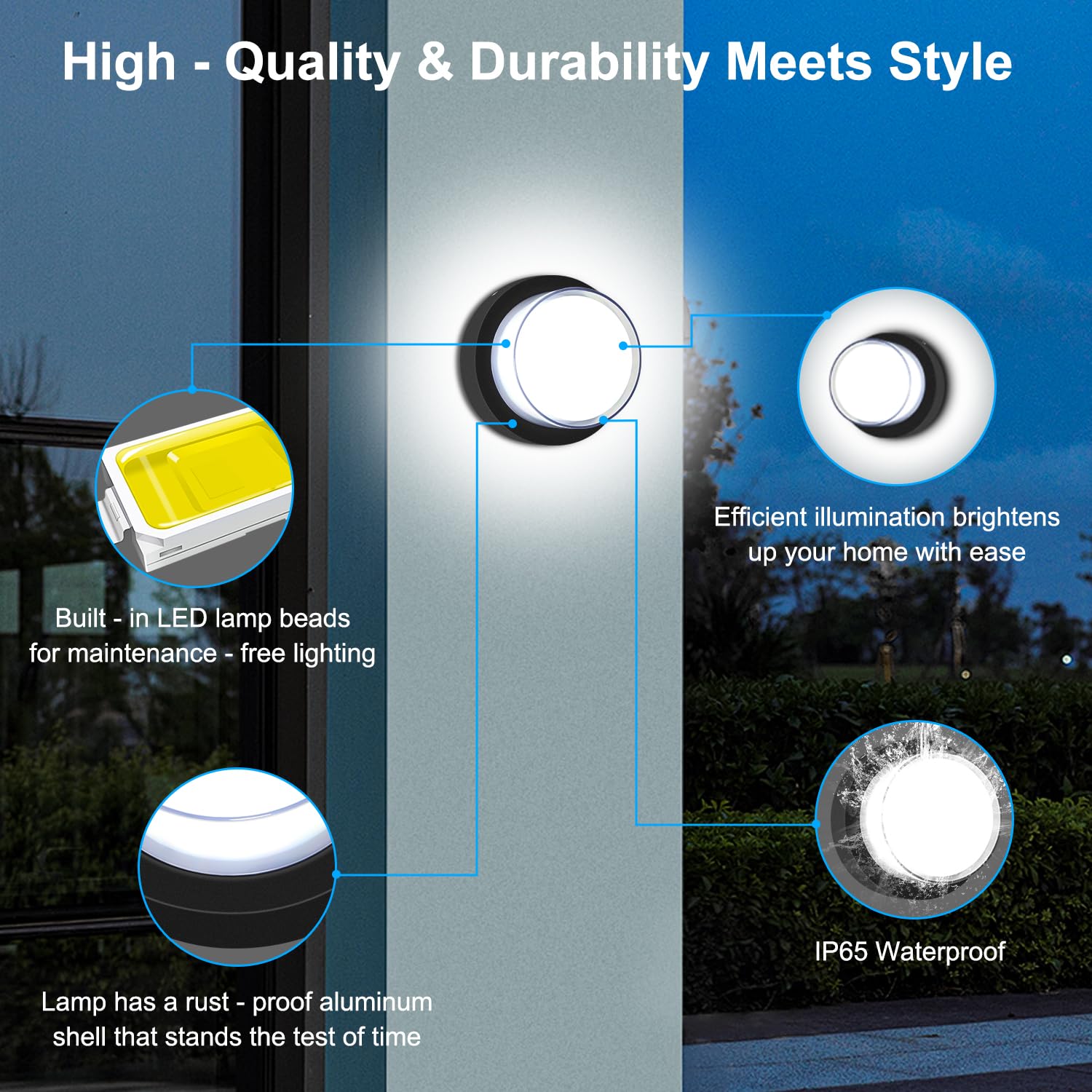 Photo 1 of BIRITALO LED Porch Lights Outdoor 12W 6500K LED Wall Lighting Double-Layer Cover Aluminum Exterior Light Fixture Wall Mount IP65 Waterproof for Stairway Garage Patio Bedroom