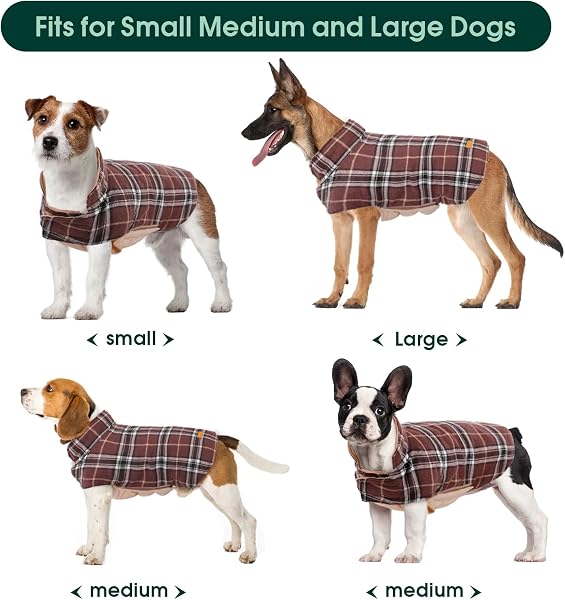 Kuoser Waterproof Dog Coat, Reversible Dog Jacket for Large Dogs, Adjustable Durable Doggie Winter Coat for Groowing Puppies Warm Puppy Cold Weather Apparel, Brown M - 5