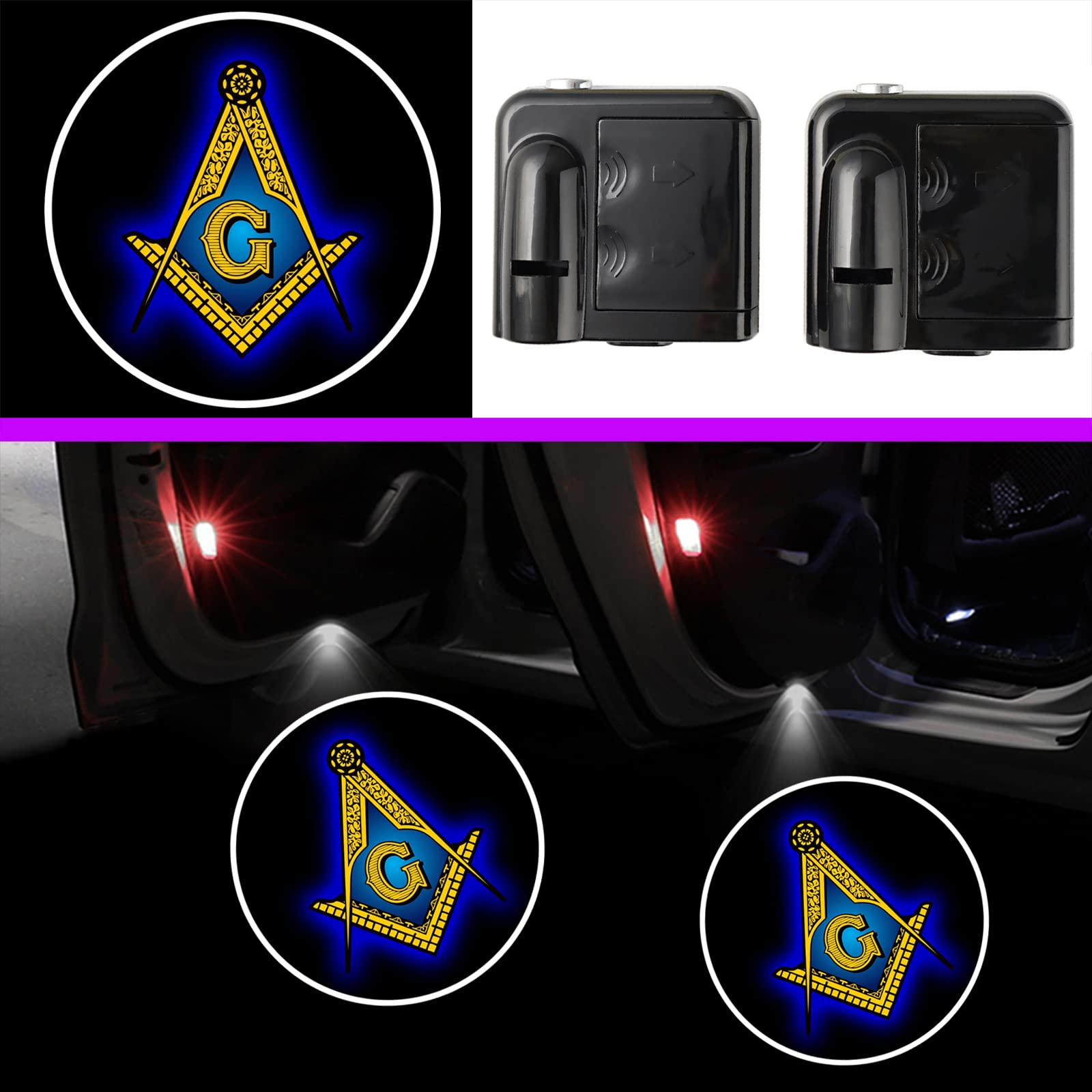 Buy Qkxmpypl Masonic Freemason Logo Car Door Lights, Freemasonry