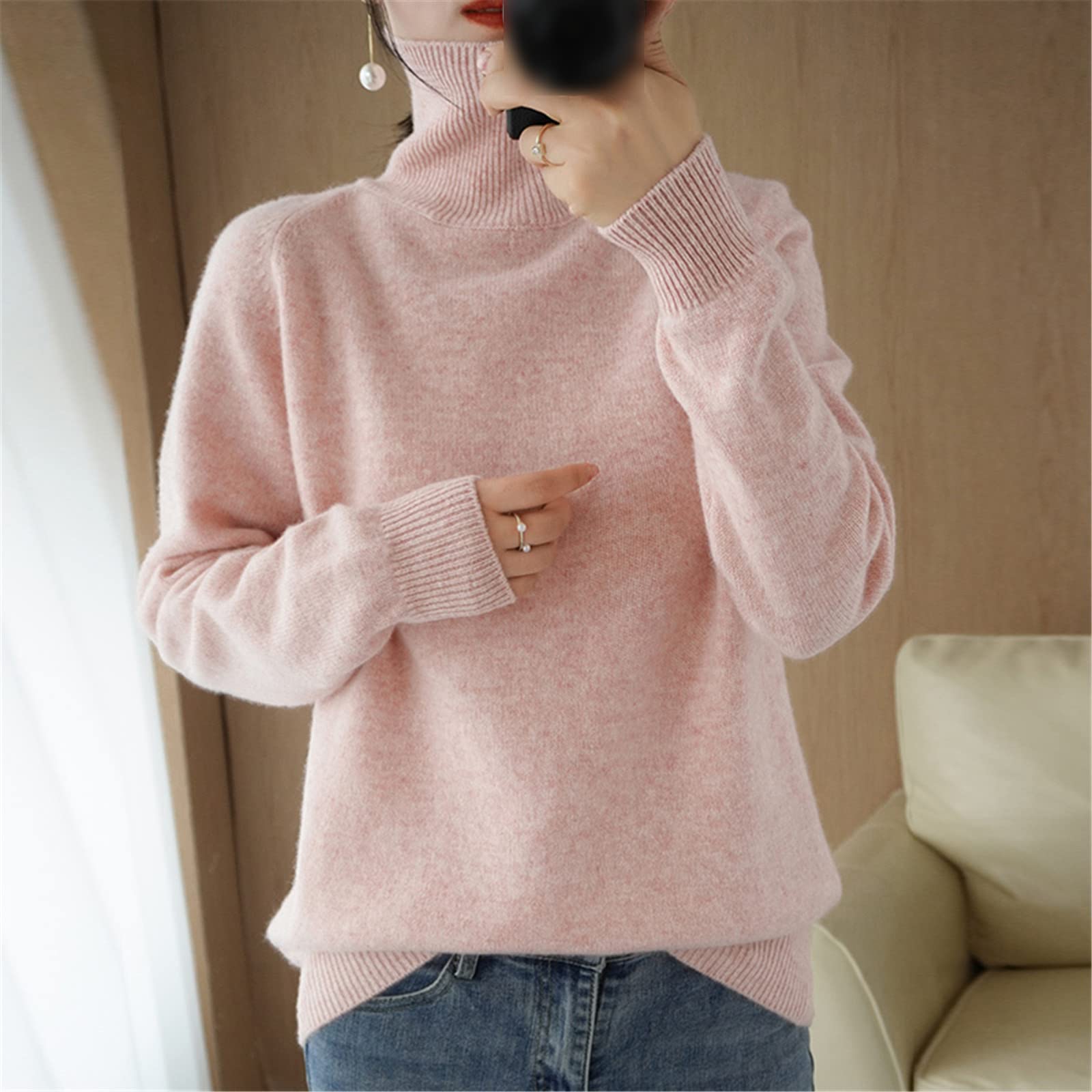Kelsiop 100% Lana Cashmere Maglione Signore Dolcevita Tinta unita Pullover Moda Plus Size Caldo Bottoming Shirt