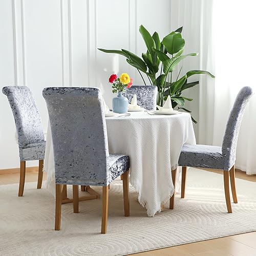 Vista 217 de Forcheer - Juego de 4 fundas elásticas para sillas de comedor con estampado elástico, lavable, extraíble, para cocina, hotel, restaurante