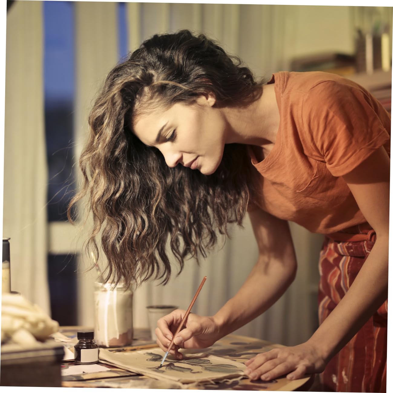 8 Piezas Pinceles Ergonómicos para Pintura Artística Mezcla de Pelo Animal para Acuarela y Óleo Cómodos y Duraderos para Uso Doméstico y Práctica Creativa
