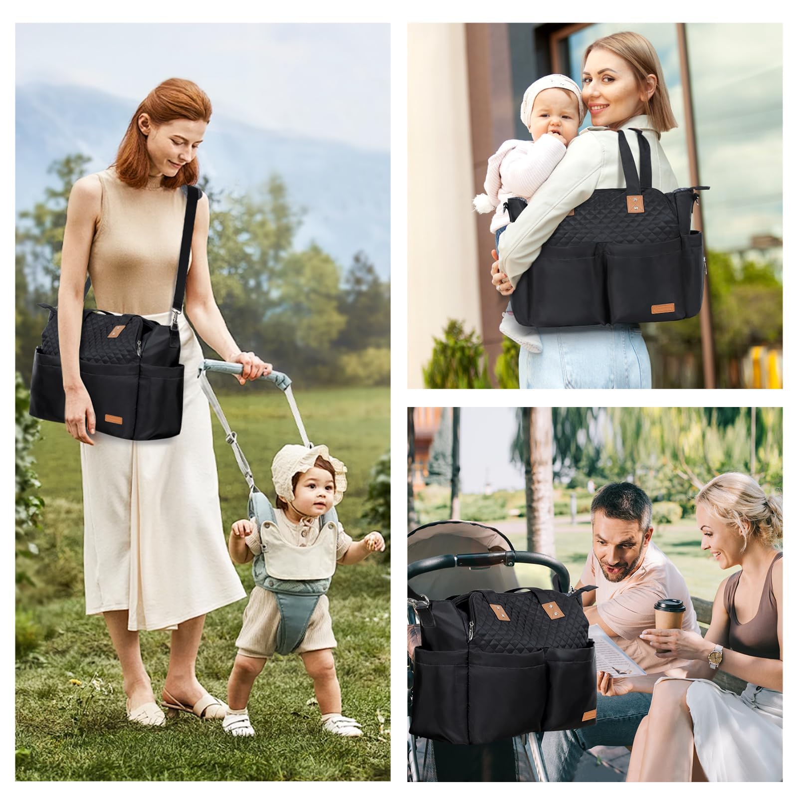 Lekebaby Baby Wickeltasche Bote groß mit Wickelunterlage für Reise, 19 Taschen, Diaper Bag Reisewindeltasche für Mama und Papa, Multifunktions Babytasche