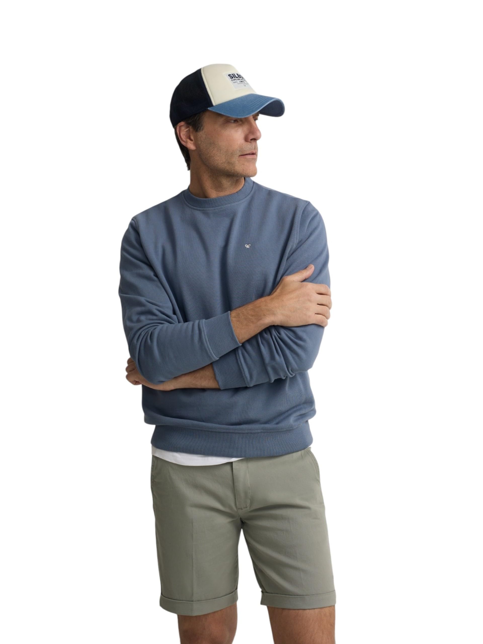 SILBON Ethnic Racket Sweatshirt, Blue Indigo, S-3XL