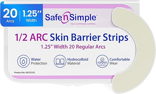 Safe n' Simple Arco de barrera cutánea  Paquetes envueltos individualmente de 12 pulgada  Tiras de barrera cutánea hidrocoloide para ostomía