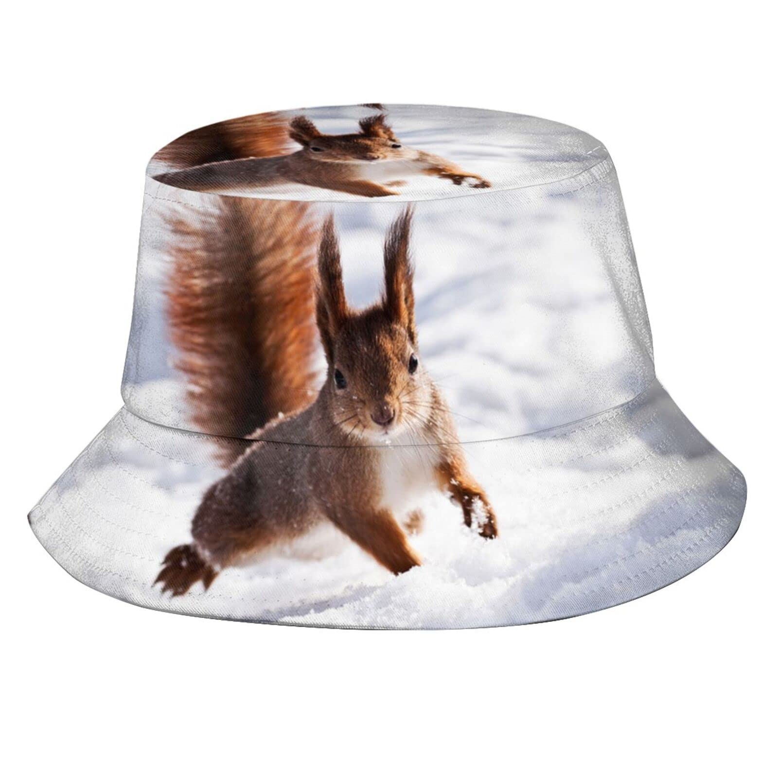 Cute Squirrel Bucket Hat Animal Bucket Hat Squirrel Sun Hat for Boys Girls Outing Picnic Travel