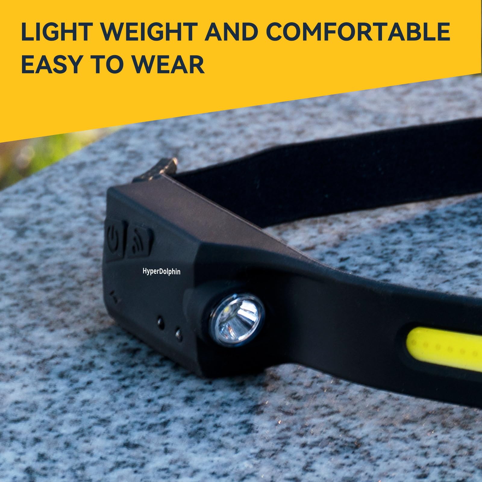 HyperDolphin Torcia Frontale LED Ricaricabile Illuminazione a 230° Leggera Resistente alle Intemperie 5 Modalità di Luce Ricarica USB Lampada da Lavoro per Campeggio Escursionismo Corsa (2)