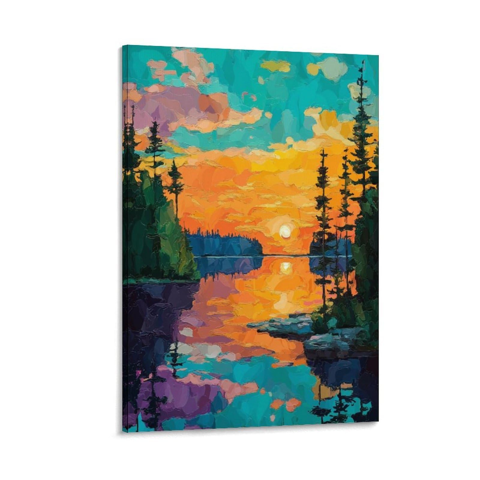 Lake Hubert Posters 20x30inch(50x75cm) Vintage Watercolor Canvas Art