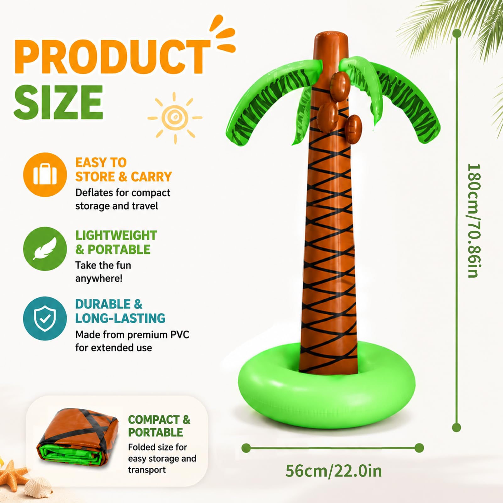 ZoneYan Giocattolo Gonfiabile Palma Cocco Spruzza Acqua, Giochi Estivi, Giochi d Acqua da Giardino, Gioco Estivo Giardino All'Aperto, Palma da Cocco Gonfiabile che Spruzza Acqua, Spruzzino Acqua