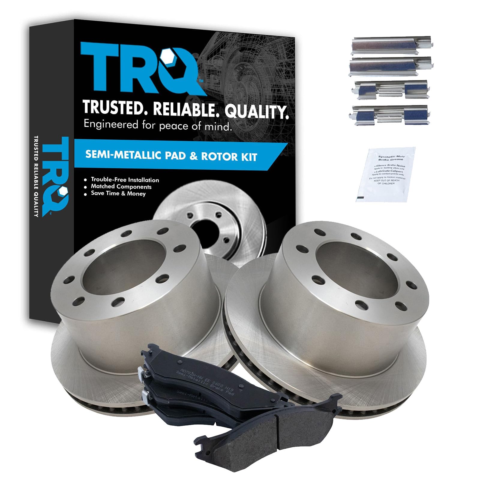 TRQ Rear Brake Pad and Rotor Set Semi Metallic