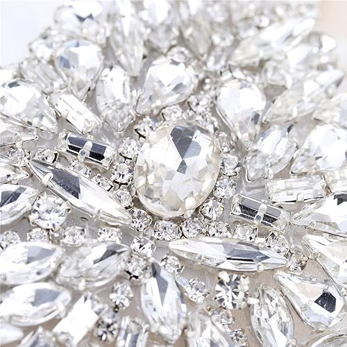 Miniatura 2 de Parche de diamantes de imitación para planchar con motivo de cristales de bricolaje, apliques de costura para zapatos, plateado, paquete de 2 piezas