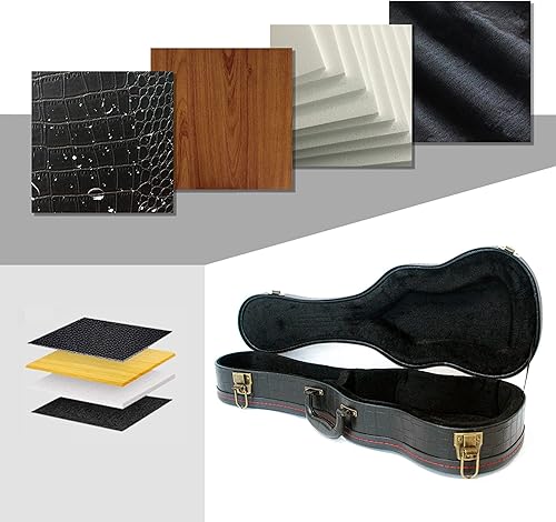 Miniatura 6 de Estuche rígido para ukelele, funda para ukelele de concierto, 23 pulgadas24 pulgadas, superficie de cuero con patrón de cocodrilo con funda de