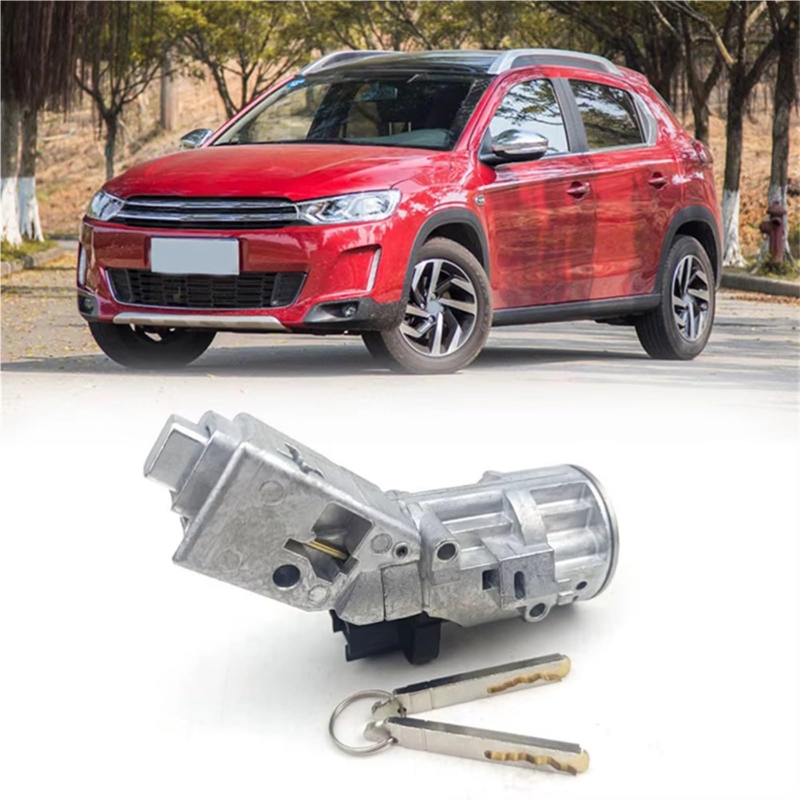 Cilindro contacto con llaves Cilindro Cerradura Puerta Automóvil Compatible Con CITROEN Para C4 2004 2005 2006 2008-2016 7B1K16C 4162PT Interruptor Bloqueo Arranque Encendido Con 2 Llaves