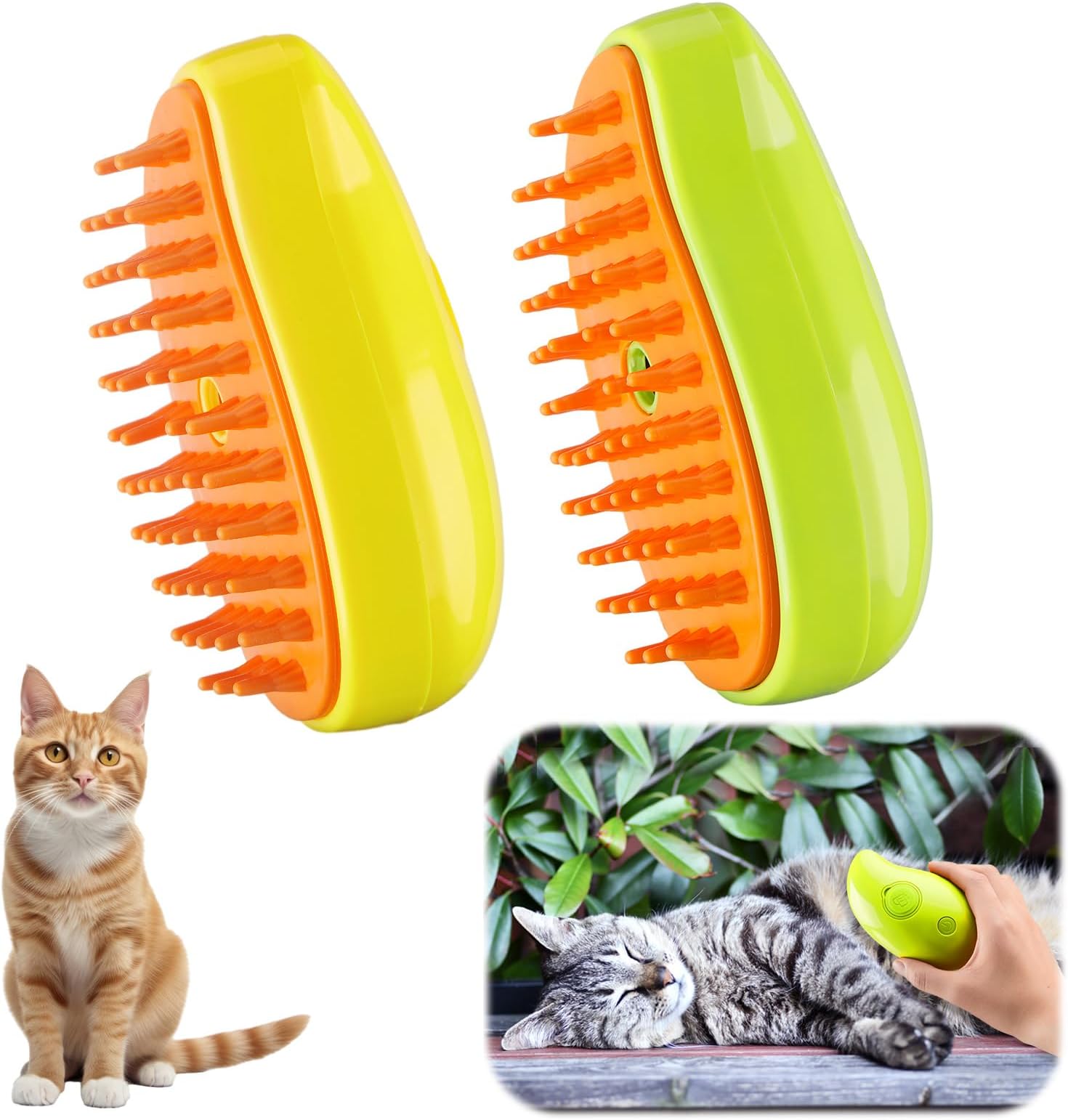 Steamy Cat Brush 3 In1 Cat Steamy Brush for Massage, Cat