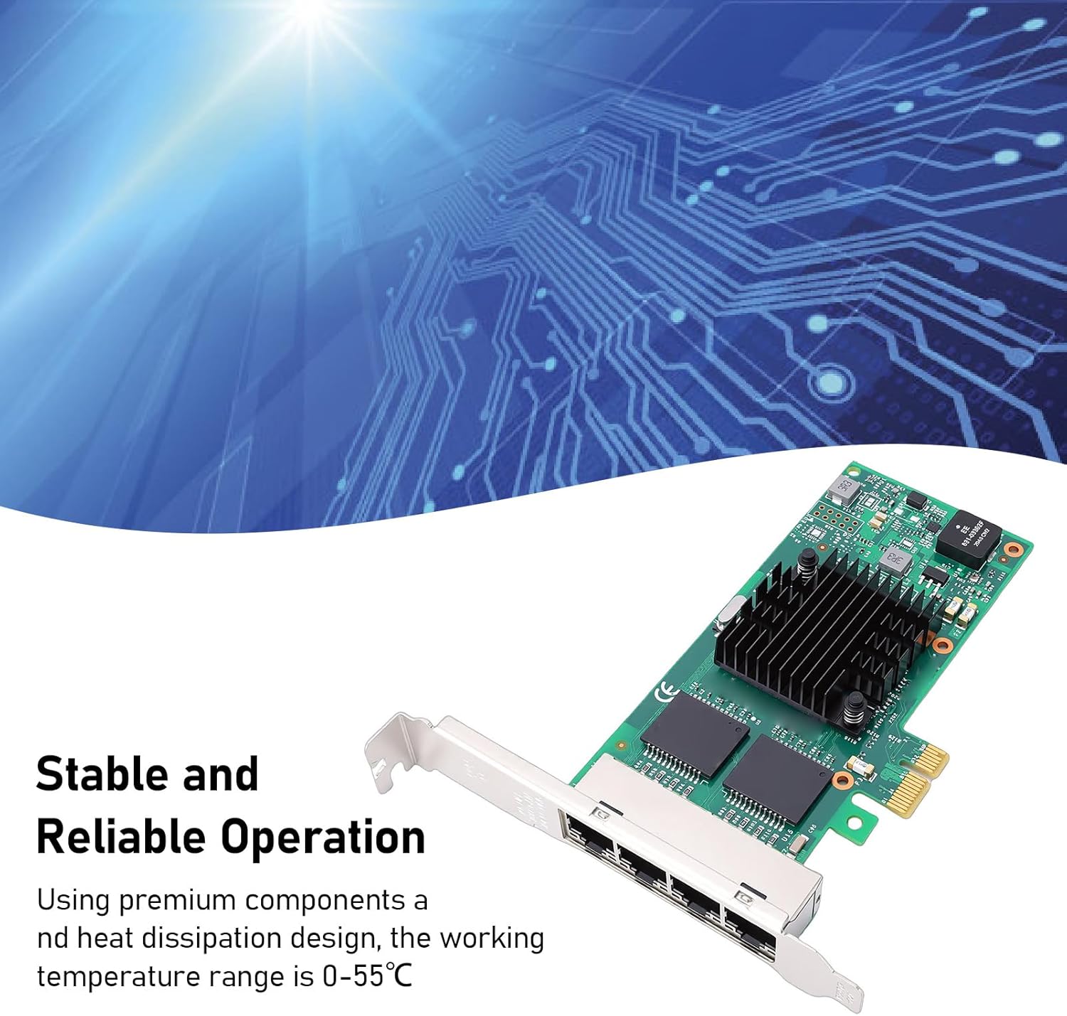 CUIFATI PCI Express Network Card, Support for 350AM4 Chip 4 RJ45 Ports 1GbE PCIE 2.1 X1 Network Adapter with Low Profile Brackets, for Server Desktop PC Industrial Applications