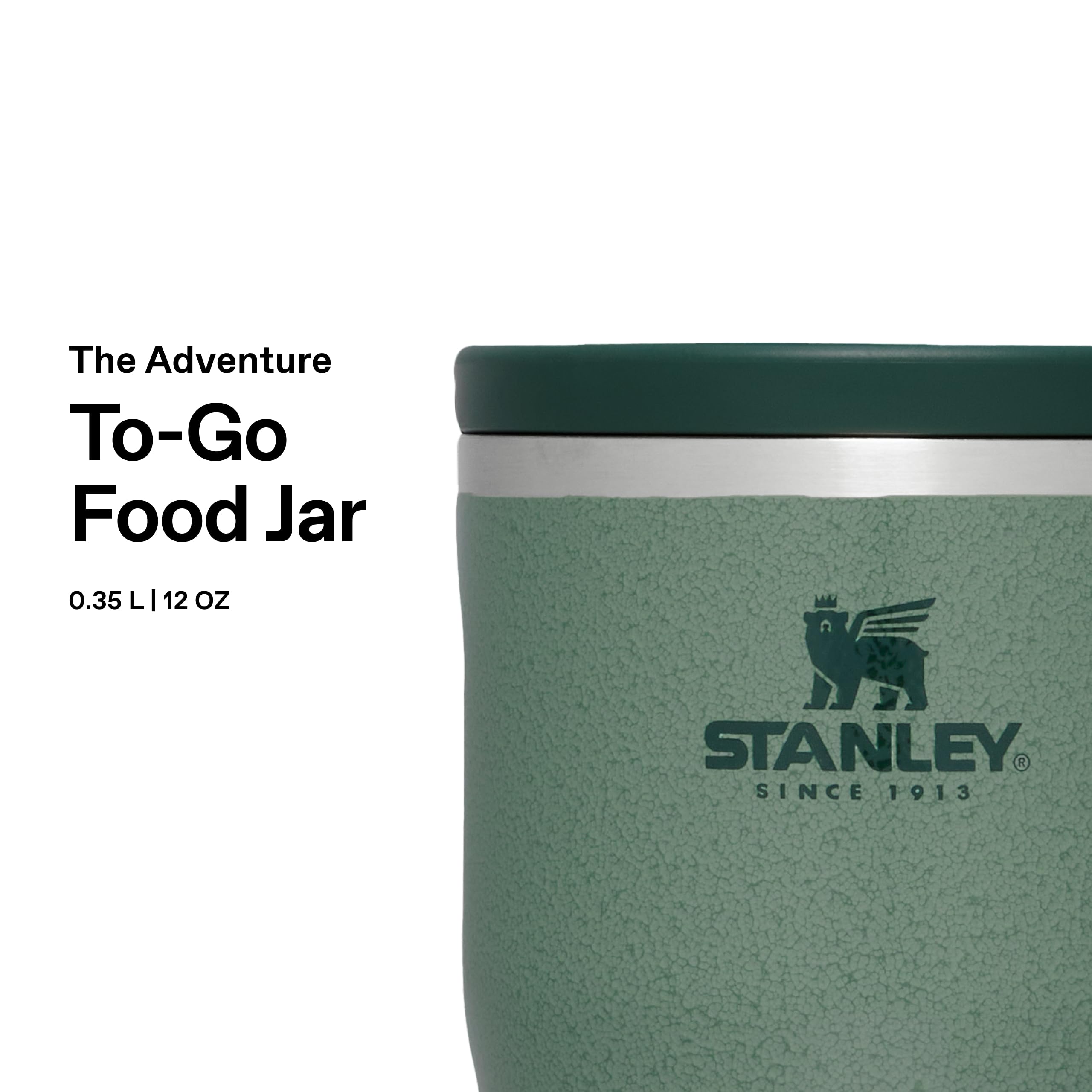 Stanley 1913 Adventure To-Go Food Jar 0.35L - Hammertone Green - 4 godzin gorąca - 4 godzin zimna - szczelny - łatwy do czyszczenia - szeroki otwór - można myć w zmywarce - Bez BPA