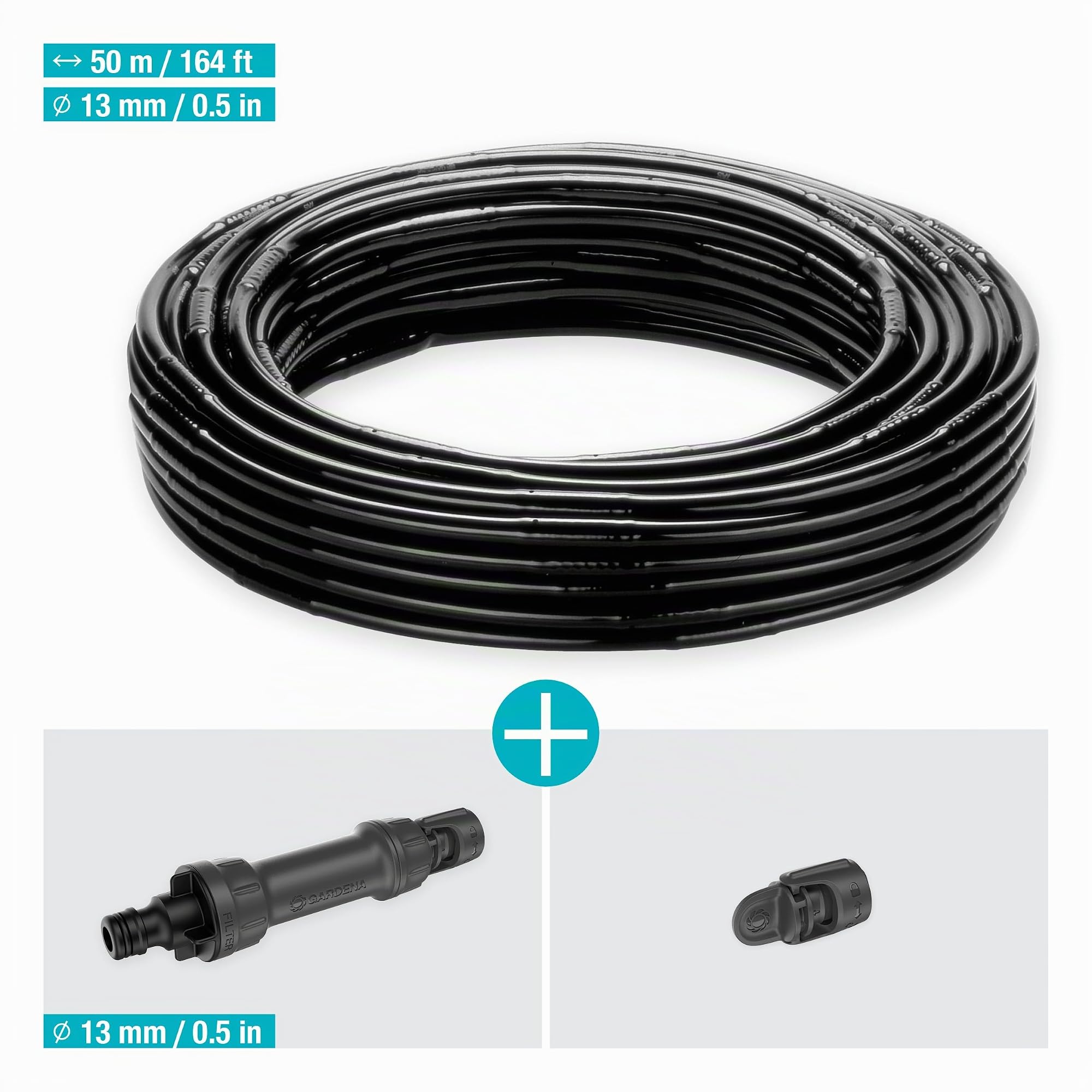Gardena Micro-Drip-System Set per irrigazione a Goccia siepi/arbusti (50 m): Pronto all’Uso, Sistema irrigazione Risparmio idrico, Tecnica Collegamento Semplice Flessibile (13501-20)