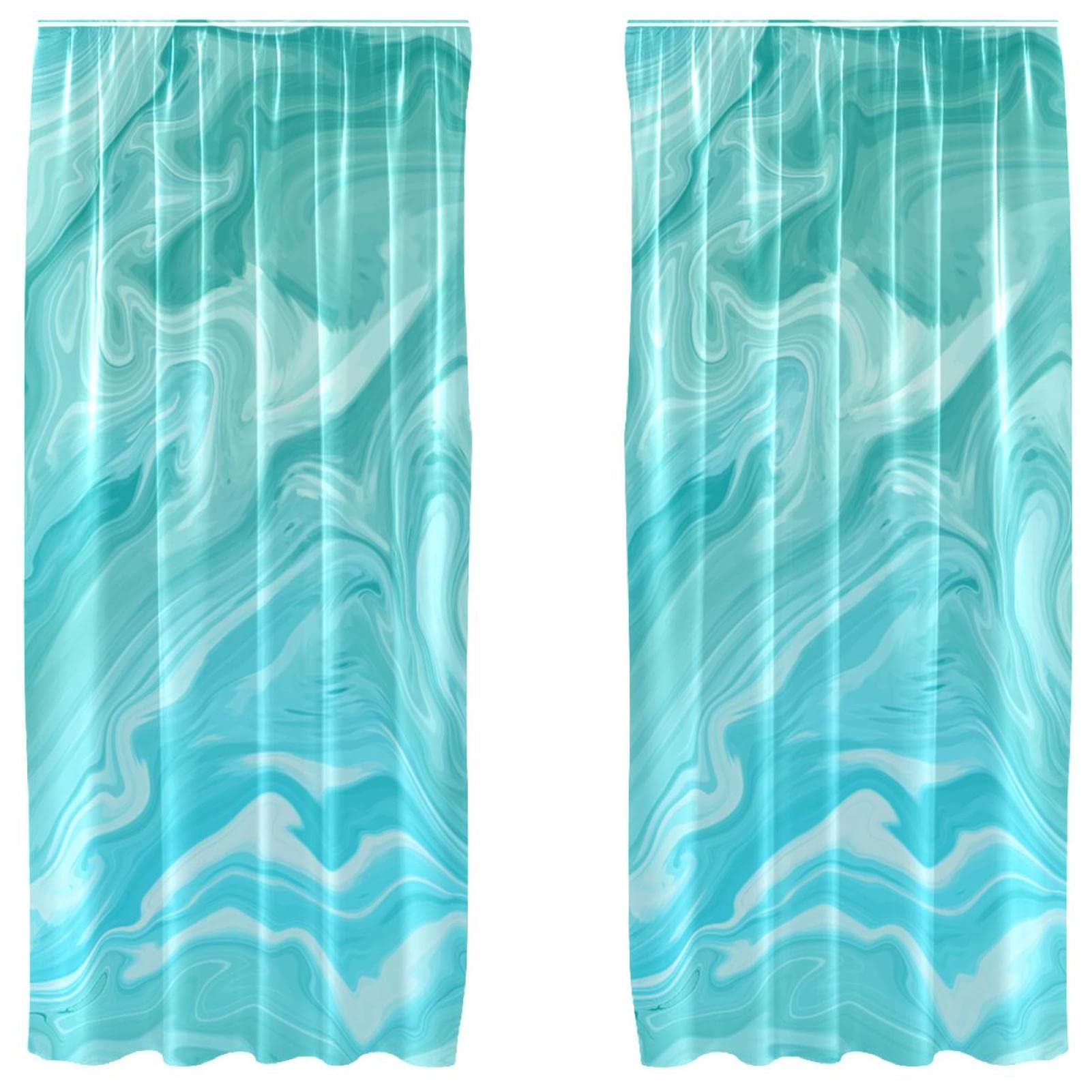 Rideaux bleu marbré légers 139,7 x 213,4 cm voilage décoratif passe-tringle salon de thé
