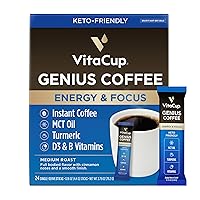 Vista 24 de VitaCup Focus Mushroom Cápsulas de café instantáneas, para el apoyo a la memoria y la claridad, con fibra, Chaga, melena de león, D3, vitaminas B