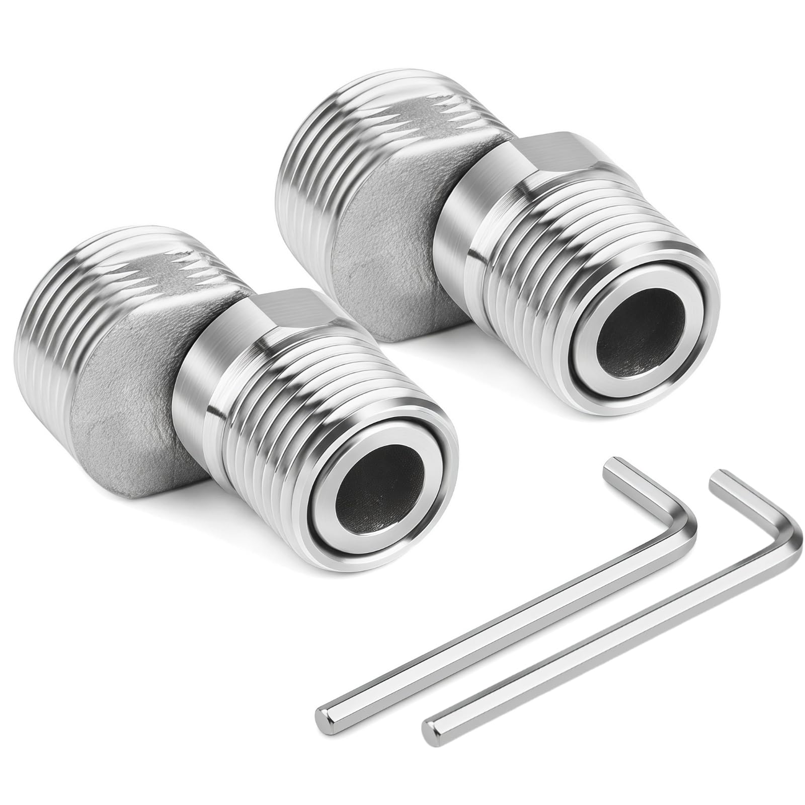 Bamyli 2PCS Faucet Adapter, 360 Degree Adjustable Stainless Steel Tap Adapter, Swivel Joint for Kitchen Bathroom Plumbing