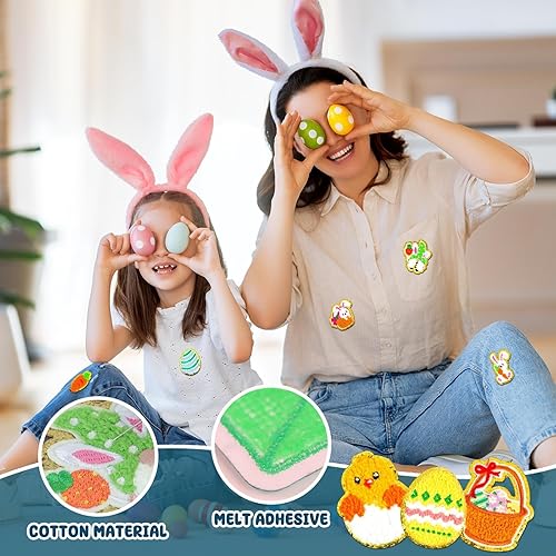 Miniatura 5 de 24 parches de felpilla de Pascua, parches termo-adhesivos para coser en ropa, sombrero, camisa, bolsos, jeans, decoraciones de bricolaje