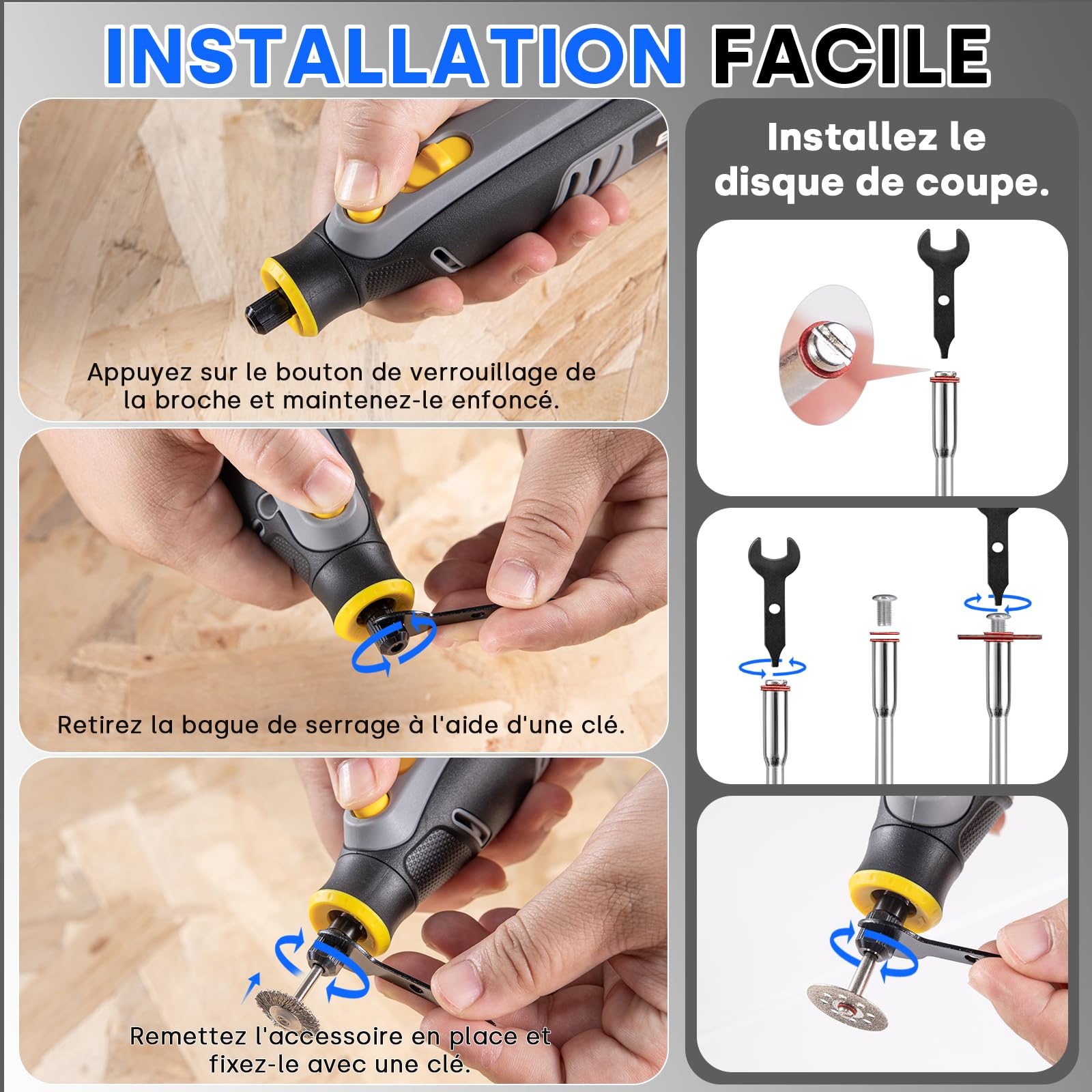 Enventor 8V Outil Rotatifs Multifonction Sans Fil, Mini Perceuse Sans Fil, 2 000 mAh, 5-Vitesses, 30 000 RPM Max, 125 Accessoires pour Sculpture, PonçAge, Polissage, DéCoupe, PerçAge