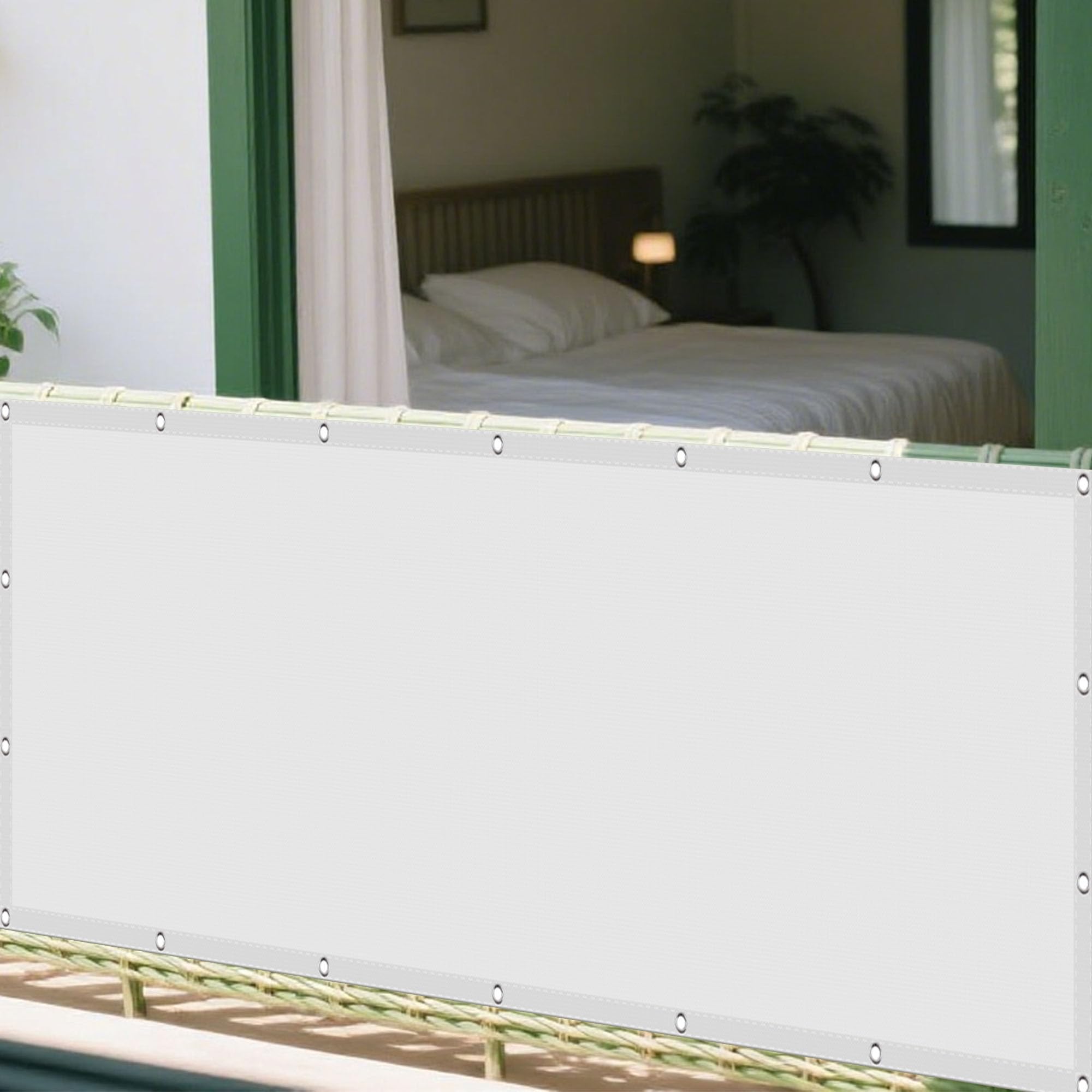Voile d'ombrage de jardin blanc 2x5 m pour de doux repas sur la terrasse