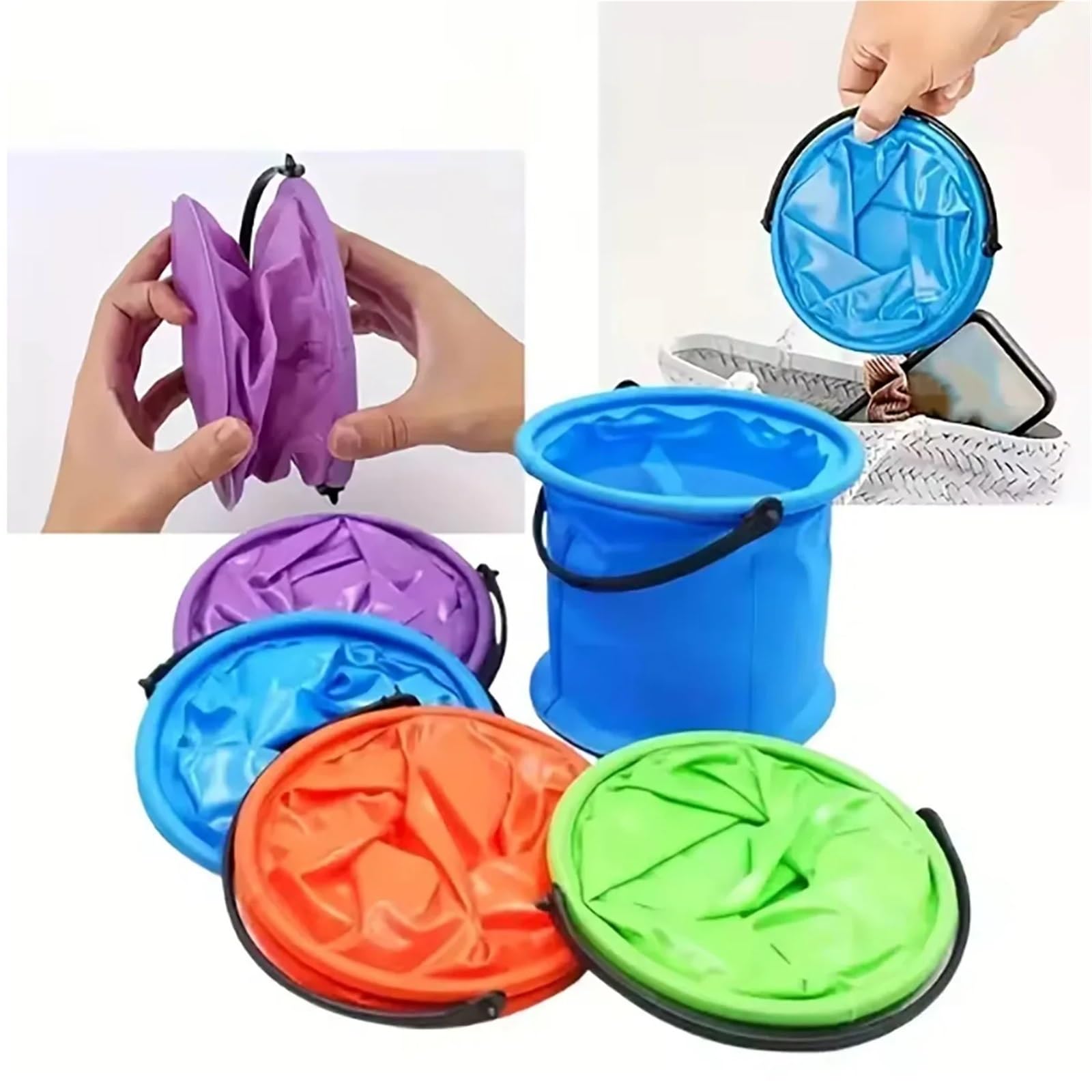 Faltbarer Eimer 1 Stück Multifunktionaler Klappeimer Tragbarer Angeleimer for Strand, Reisen und Outdoor-Aktivitäten(Blue)