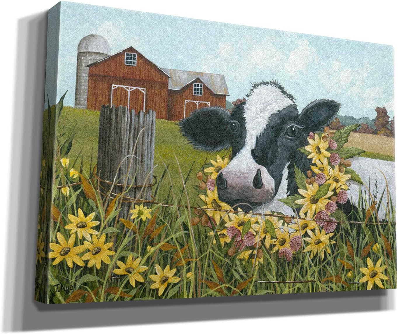 Epic Graffiti 'Cow In Field Of Yellow Flowers' by Tanya Nyp Canvas Wall Art, 26" x 18"