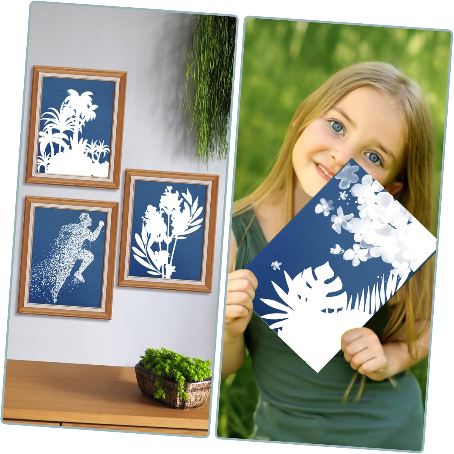 SHINEOFI A5 Solar Cyanotype Printing Paper 32 Sheets UV Activated DIY Sun Print Paper for Crafts Art Projects and Educational Purposes