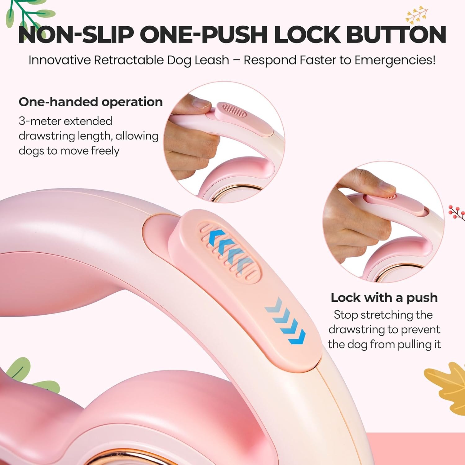 3 in 1 格納式反射犬用リード LED付き 10フィート ナイロン調節可能なペットリーシュ 取り外し可能なうんちバッグホルダー内