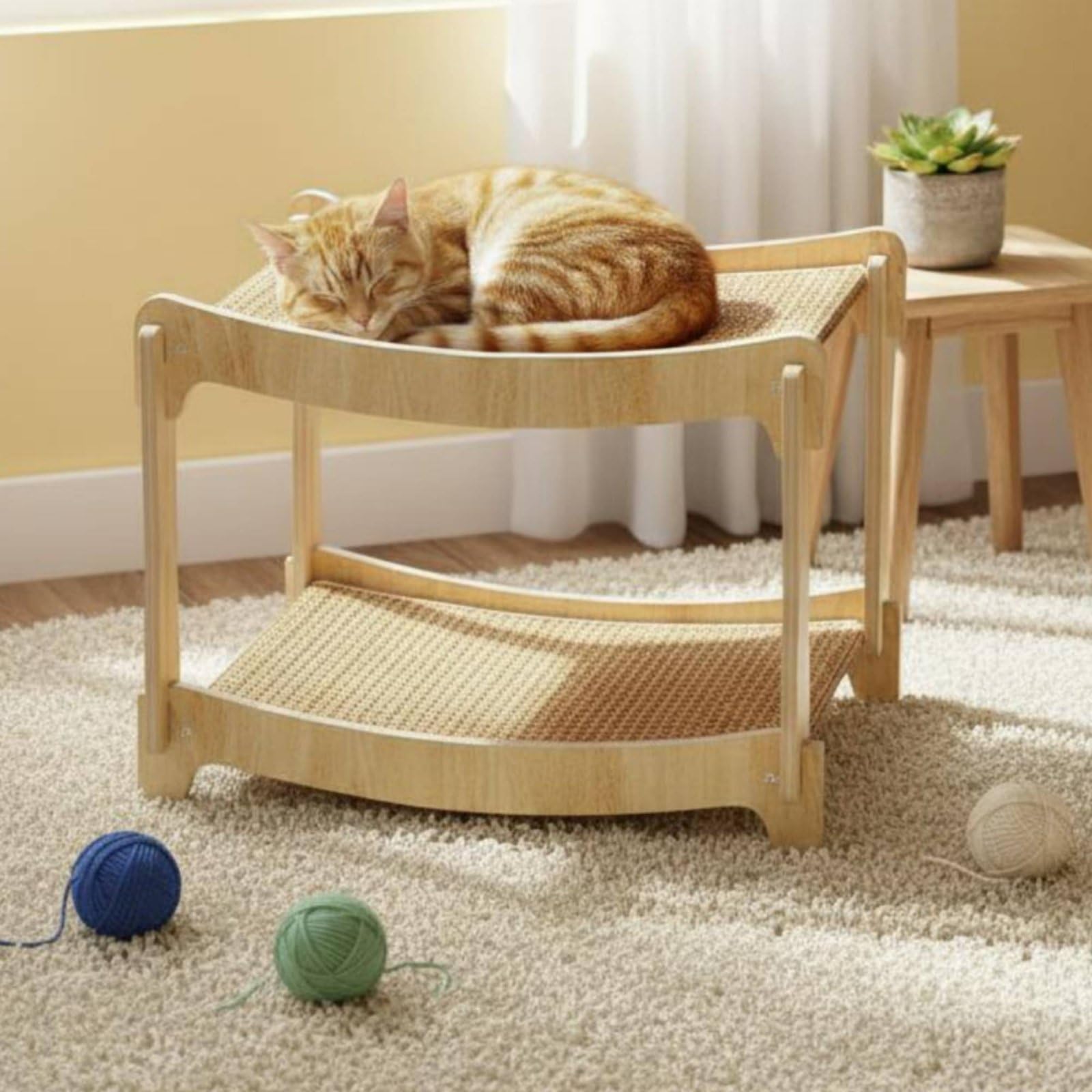 Tiragraffi con Palline Stabile Tiragraffi a 2 Piani Spazio Grande, S, Double Bed-sisal A