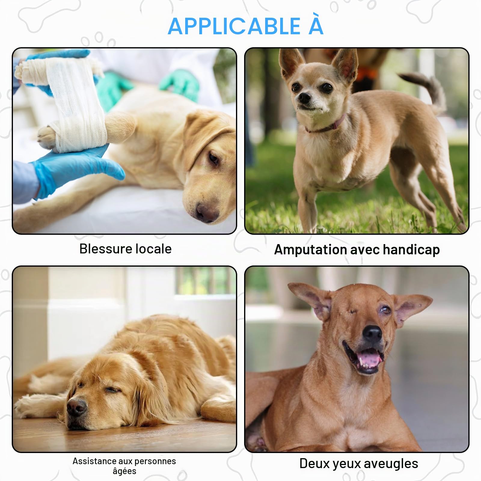 Harnais de levage pour grands chiens, sac à dos d'urgence, sac à dos pour chien, avec poignées, soutien de sécurité pour personnes handicapées, blessés ou chiens âgés de taille moyenne L