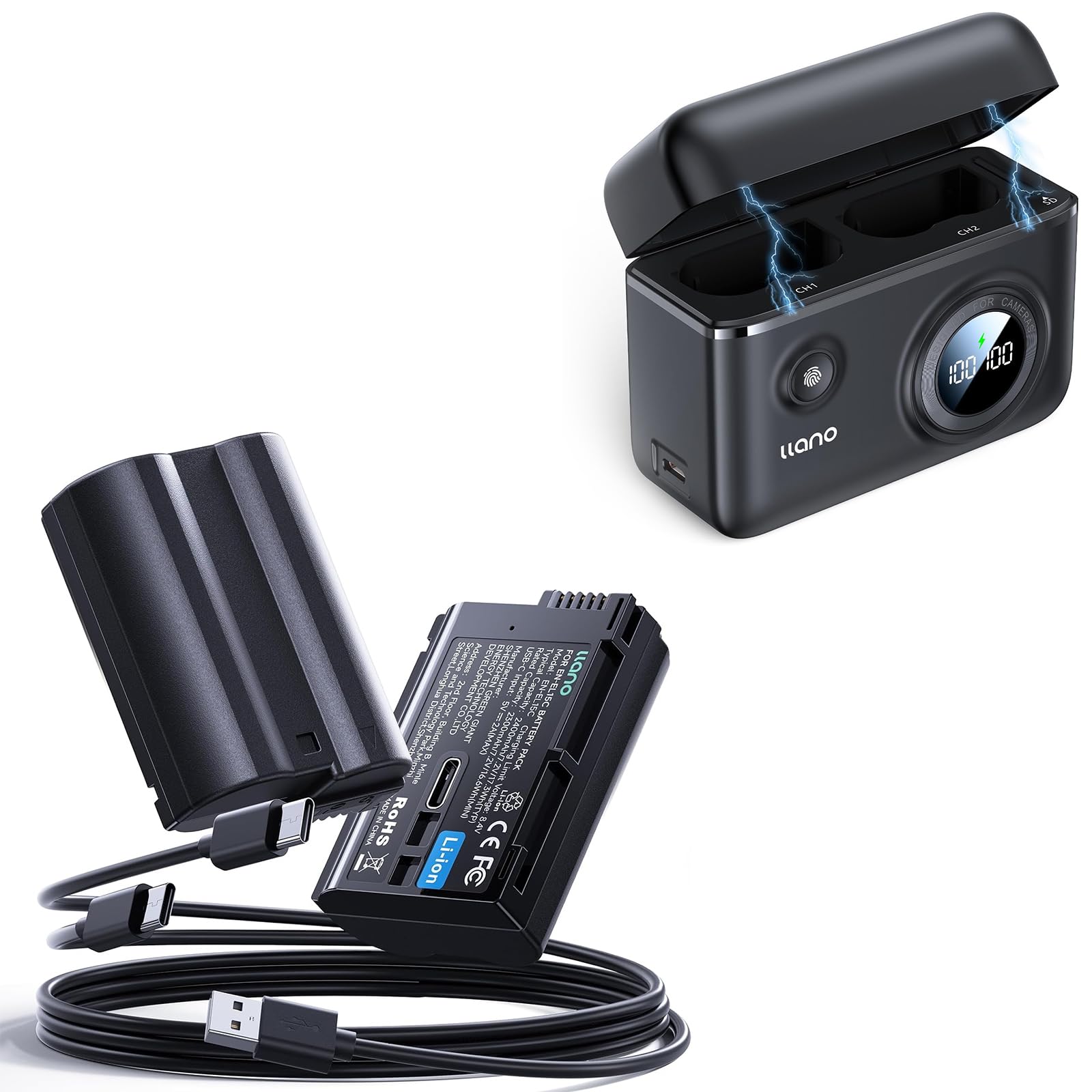 Llano EN-EL15C Batterie D'appareil Photo 20 W Chargeur Rapide