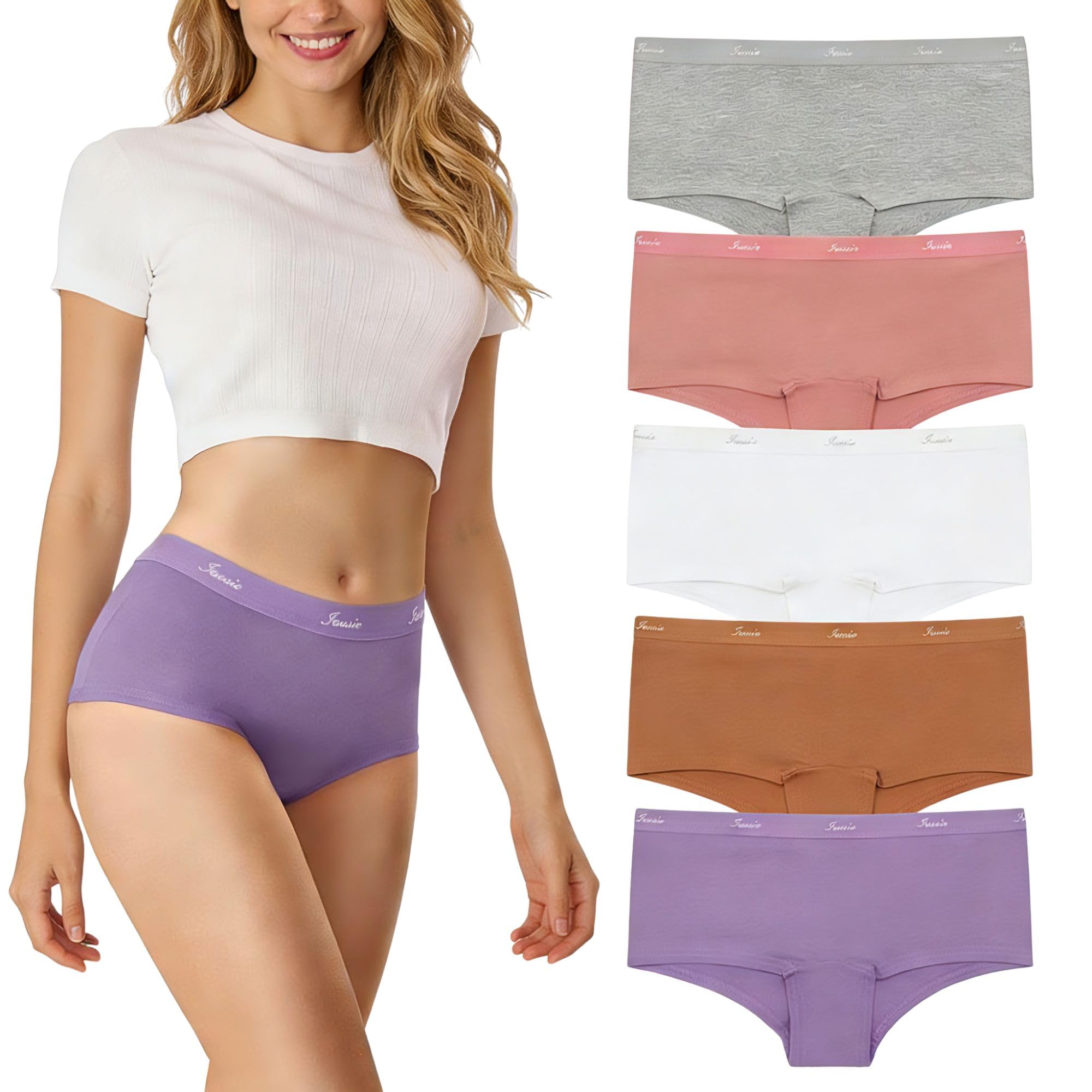 Iausie Unterhosen Damen Bio Baumwolle Panties Atmungsaktiv Boxershorts Bequeme Unterwäsche 5er Pack